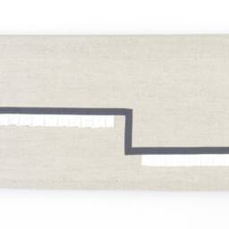 Modern Rod Pocket Linen Valance With Charcoal Stripe White Frill, Geometric Valance, Contemporary Custom Made Valence Curtain Panel - thumbnail 4
