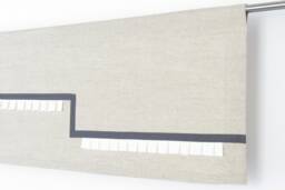 Modern Rod Pocket Linen Valance With Charcoal Stripe White Frill, Geometric Valance, Contemporary Custom Made Valence Curtain Panel - thumbnail 1