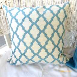 Peacock Blue & White Chenille Pillow Cover - thumbnail 3
