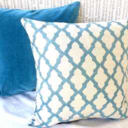 Peacock Blue & White Chenille Pillow Cover - thumbnail 2