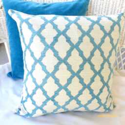 Peacock Blue & White Chenille Pillow Cover - thumbnail 1