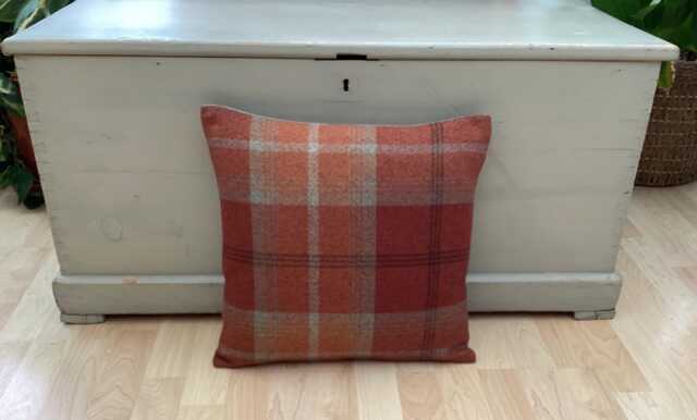 Balmoral Double Sided Tartan Plaid Throw Pillow Cover Burnt Orange Tweed - image 1