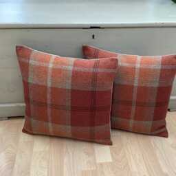Balmoral Double Sided Tartan Plaid Throw Pillow Cover Burnt Orange Tweed - thumbnail 3