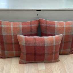 Balmoral Double Sided Tartan Plaid Throw Pillow Cover Burnt Orange Tweed - thumbnail 4