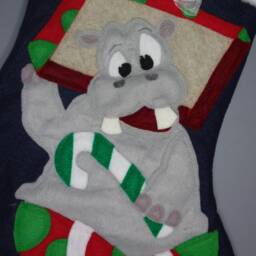 Personalized Hippo Christmas Stocking Handmade Felt Holiday Decor - thumbnail 3