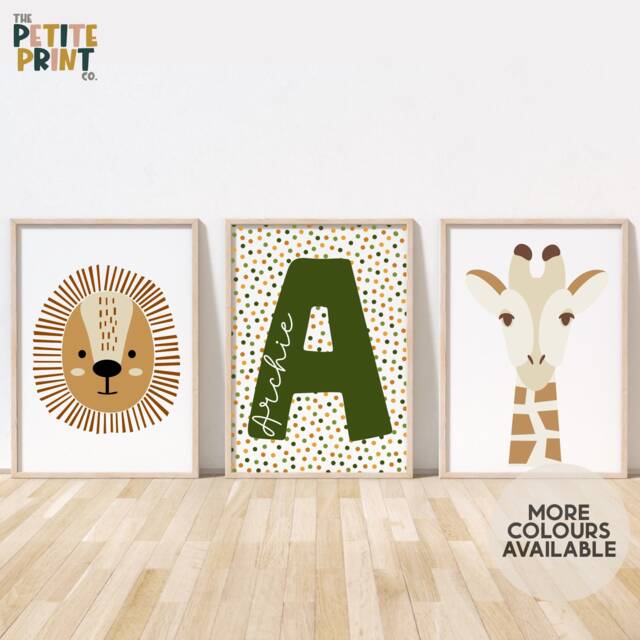 Safari Print Set - Lion & Giraffe Prints Jungle Nursery Playroom Poster Unframed - image 1