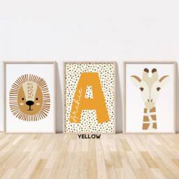 Safari Print Set - Lion & Giraffe Prints Jungle Nursery Playroom Poster Unframed - thumbnail 3