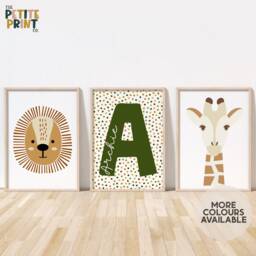 Safari Print Set - Lion & Giraffe Prints Jungle Nursery Playroom Poster Unframed - thumbnail 1
