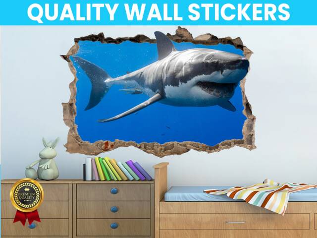 Great White Shark Wall Decal Sticker Mural Poster Print Art Home Bedroom Office Decor