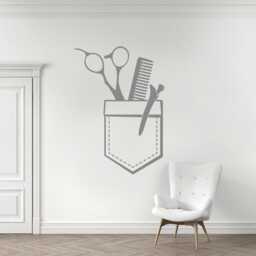 Hair Salon Tools Vinyl Wall Decal Barber Shop Decor Hs032 - thumbnail 1