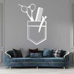 Hair Salon Tools Vinyl Wall Decal Barber Shop Decor Hs032 - thumbnail 2