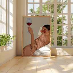 Modern Wine Wall Art - Fashion Woman Poster Chic Minimalist Print Luxury Lifestyle Artwork Contemporary Home Decor - thumbnail 3