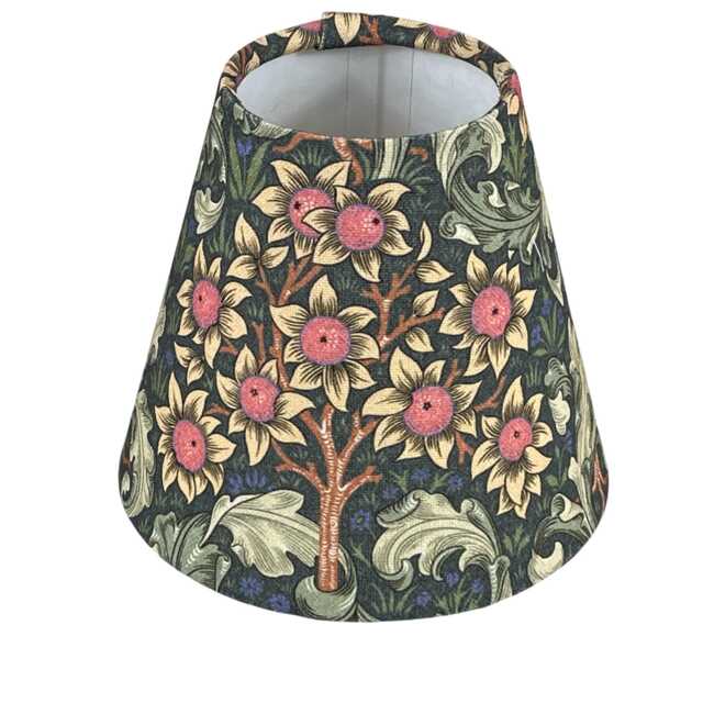 William Morris Candle Clip Lampshade With Orchid Nightshade Navy Fabric, Chandelier Lampshades, Clip-On - image 1