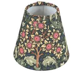 William Morris Candle Clip Lampshade With Orchid Nightshade Navy Fabric, Chandelier Lampshades, Clip-On - thumbnail 1