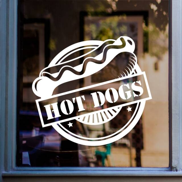 Hotdogs Window Sticker Caf?? Restaurant Burger Van Takeaway Vinyl Decal Display - image 1