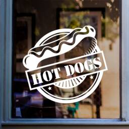 Hotdogs Window Sticker Caf?? Restaurant Burger Van Takeaway Vinyl Decal Display - thumbnail 1