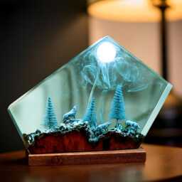 Moonlight Wolf Resin Lamp Forest Led Night Light - thumbnail 2