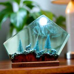 Moonlight Wolf Resin Lamp Forest Led Night Light - thumbnail 4