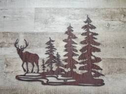 Bear in The Woods Rustic Wilderness Art Recycled Steel Home Decor Bears & Trees - thumbnail 3