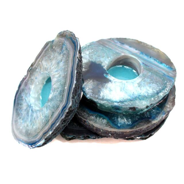 Teal Agate Crystal Candle Holder - Home Decor Spiritual House Warming Gift - image 1