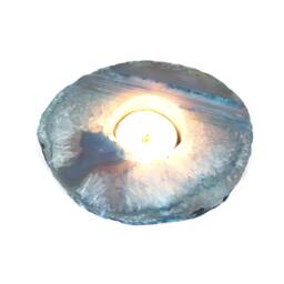 Teal Agate Crystal Candle Holder - Home Decor Spiritual House Warming Gift - thumbnail 4