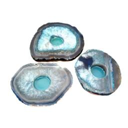 Teal Agate Crystal Candle Holder - Home Decor Spiritual House Warming Gift - thumbnail 2