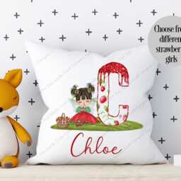 Pillow For Her, Gift Girl, Fairy Girl, Strawberry Cushion, Personalised Cushion, Birthday - thumbnail 3