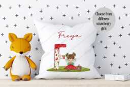 Pillow For Her, Gift Girl, Fairy Girl, Strawberry Cushion, Personalised Cushion, Birthday - thumbnail 1