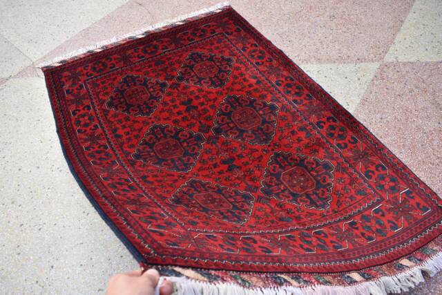 Handmade Bokhara Rug 5.1x3.5 Ft, Afghan Turkmen Wool, Vegetable Dyes - image 1