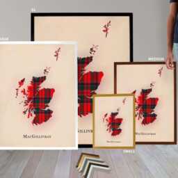 Clan Macgillivray Scottish Tartan Map - Of Scotland Family Wall Decor, Ready To Hang - thumbnail 3