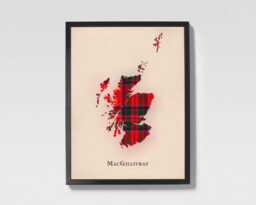 Clan Macgillivray Scottish Tartan Map - Of Scotland Family Wall Decor, Ready To Hang - thumbnail 1