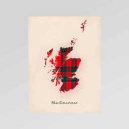 Clan Macgillivray Scottish Tartan Map - Of Scotland Family Wall Decor, Ready To Hang - thumbnail 2