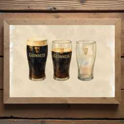 Guinness Glass Watercolour Print - Three Pints Wall Art Lover Vintage -Guinness - thumbnail 2