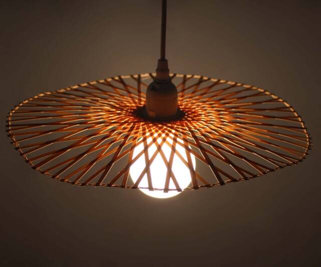 Round Bamboo Pendant Light Rustic Modern Lighting - Diameter 35 cm/45cm 55 - image 1