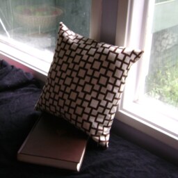 Robert Allen Linen Geometric Print Pillow , 16 X 16, Chocolate Brown & Cream - thumbnail 2