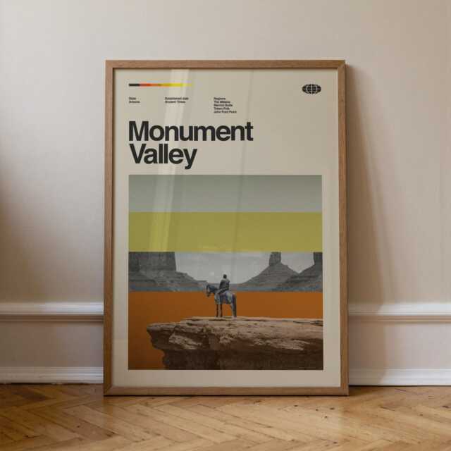 Monument Valley Travel Poster, Mid-Century Modern Minimalist Art Print - image 1