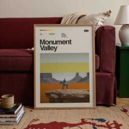 Monument Valley Travel Poster, Mid-Century Modern Minimalist Art Print - thumbnail 2