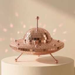 Mirror Mosaic Ufo Figurine - Rose Gold Sparkle Glam Statement D??cor Gift For Her Birthday UK Personalised Option - thumbnail 4