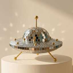 Mirror Mosaic Ufo Figurine - Rose Gold Sparkle Glam Statement D??cor Gift For Her Birthday UK Personalised Option - thumbnail 2