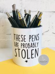 Funny Pencil Pot, Rude Desk Tidy, Pen Storage, Ceramic Funny These Pens Are Probably Stolen