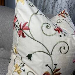 Floral Cushion Cover, Embroidered Pillow Decorative Pillow, Double Sided - Fabric Designer Iliv - thumbnail 2