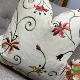 Floral Cushion Cover, Embroidered Pillow Decorative Pillow, Double Sided - Fabric Designer Iliv - thumbnail 3