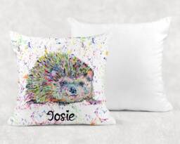 Personalised Watercolour Rainbow Hedgehog Cushion, Cuddle Pillow, Birthday Gift - thumbnail 1