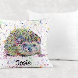 Personalised Watercolour Rainbow Hedgehog Cushion, Cuddle Pillow, Birthday Gift - thumbnail 3