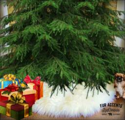 Faux Fur Christmas Tree Skirt - Shaggy White Sheepskin Pelt - thumbnail 1