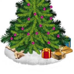 Faux Fur Christmas Tree Skirt - Shaggy White Sheepskin Pelt - thumbnail 3