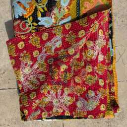 Luxury Cotton Kantha Suzani Quilt Decorative Bedspread - thumbnail 4