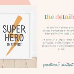 Superhero in Disguise - Boys' Bedroom Print, Fun Wall Art, Nursery Decor - thumbnail 3