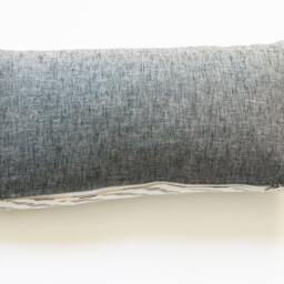 Lumbar Toss Pillow - Grey Natural White Ikat Stripe - Handwoven - Throw Pillow - thumbnail 3