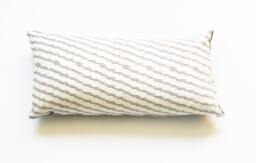 Lumbar Toss Pillow - Grey Natural White Ikat Stripe - Handwoven - Throw Pillow - thumbnail 1